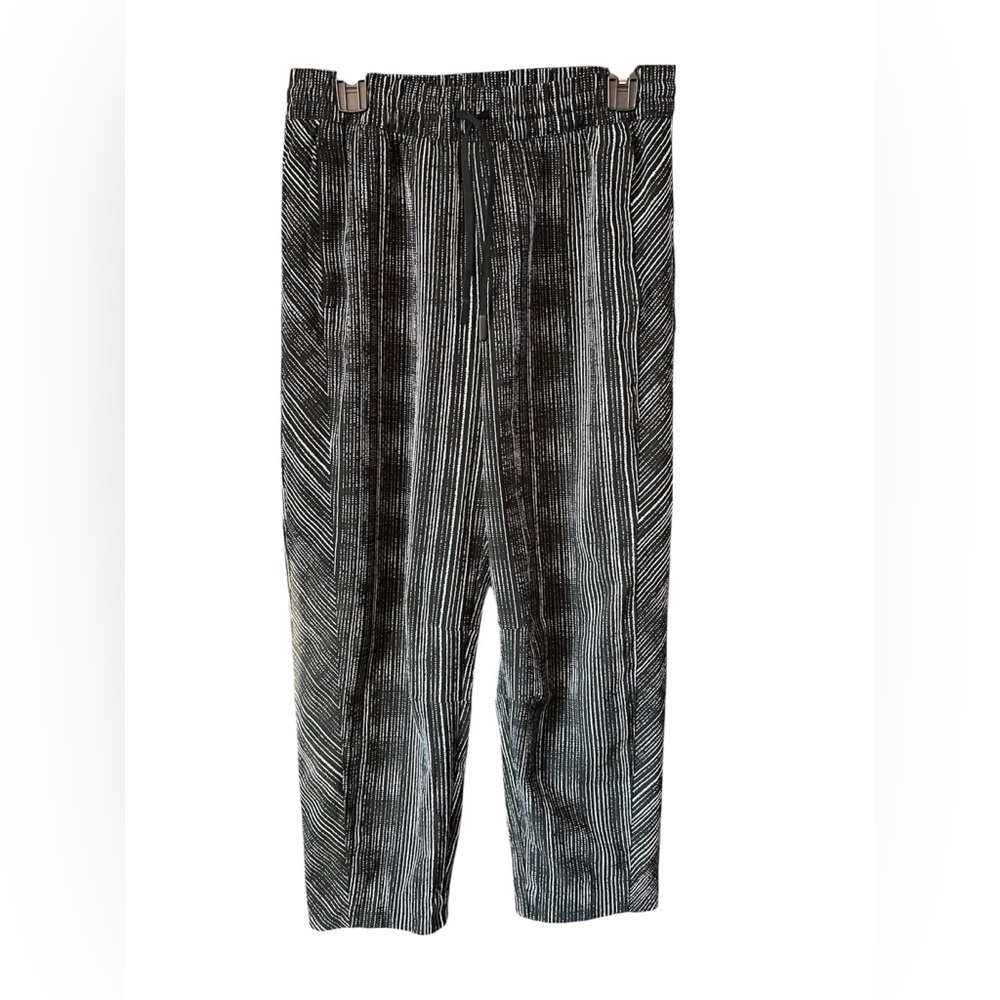 Athleta Arrival Pants Women’s 8 Black Amara Stripe 586939 Pull On Travel Pull On - Picture 3 of 12